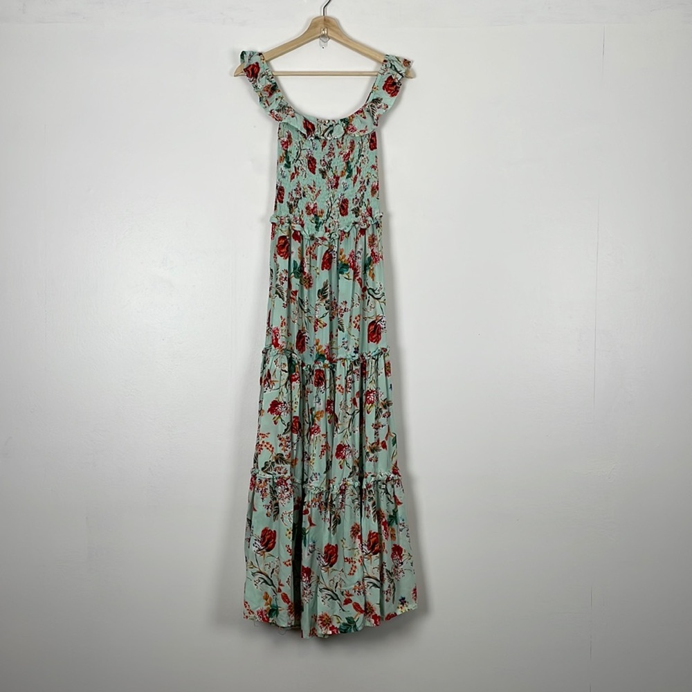 Anthropologie Floral Maxi Dress - Green and Red